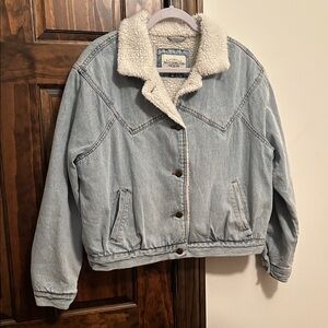 Women's Light Blue Sherpa-Lined Denim Jacket